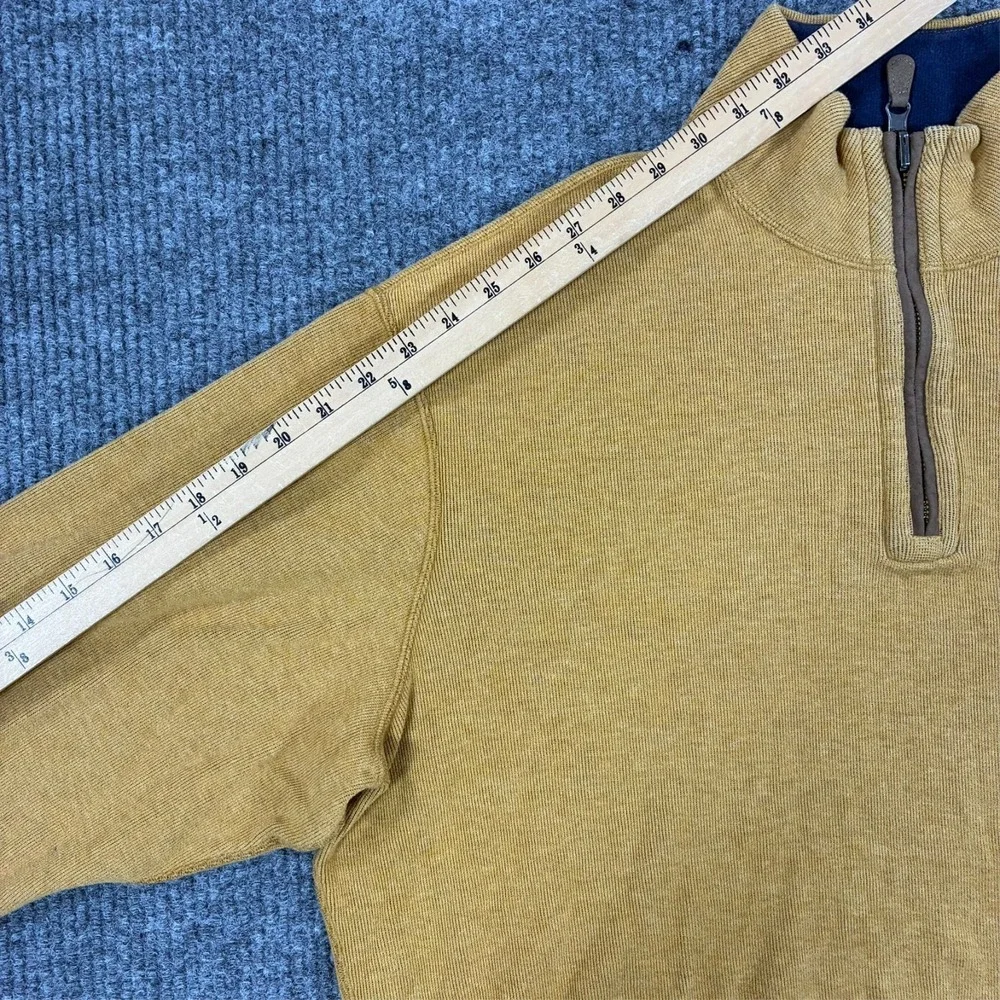 Cremieux Quarter Zip Sweater Mens Size XL Tan Elbow Patch Mock Neck Pullover